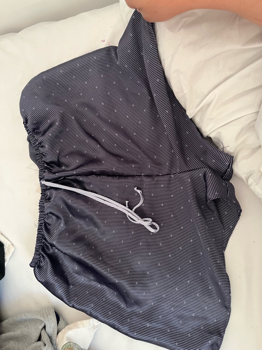 Navy Stripe Drawstring Lounge Shorts